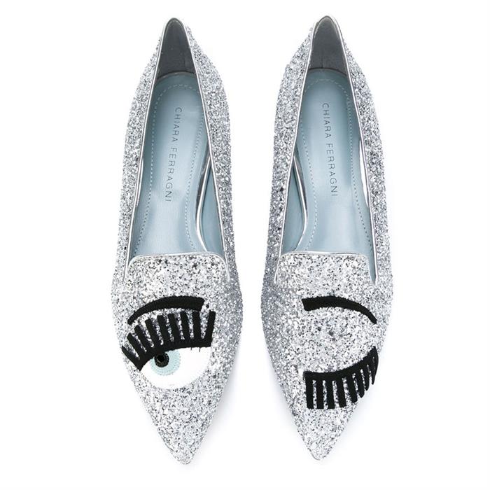 Chiara Ferragni Pointed Toe Glitter Flats CF826