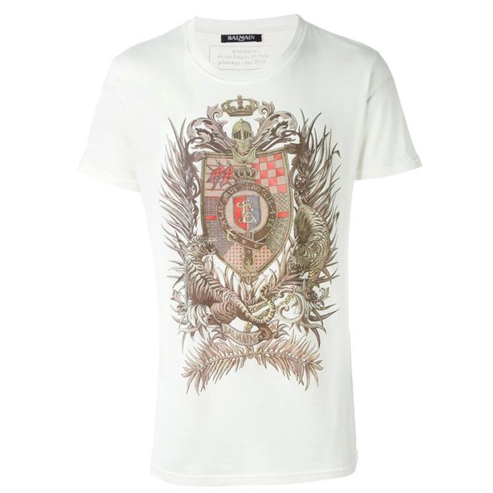 Balmain Printed Short Sleeve Crewneck T-Shirt S6HJ601 I607