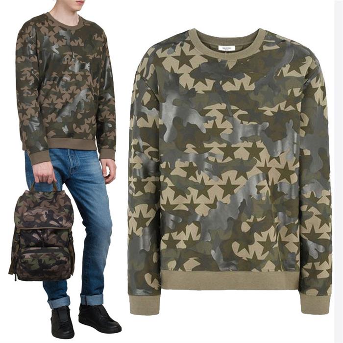 VALENTINO Camouflage Print Crewneck Sweatshirt for Men