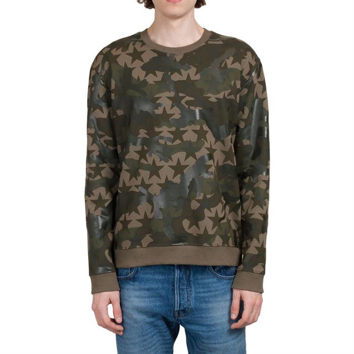 VALENTINO Camouflage Print Crewneck Sweatshirt for Men