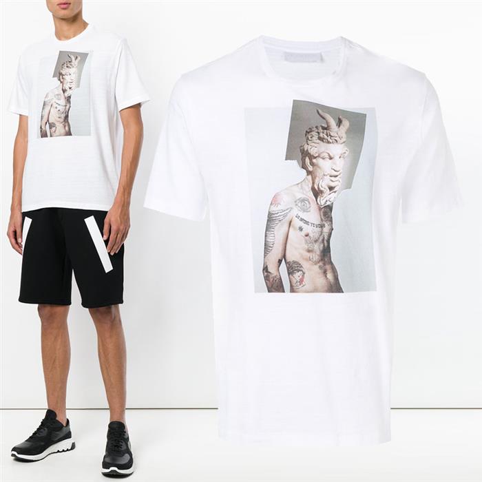 Neil Barrett Graphic Tattoo Bust Print T-Shirt