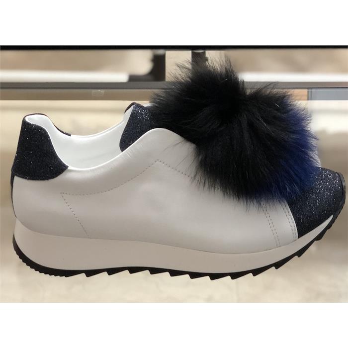 joshua sanders Navy Pom Pom Low Top Sneakers