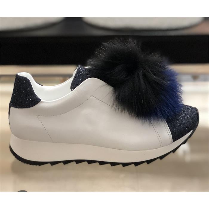joshua sanders Navy Pom Pom Low Top Sneakers