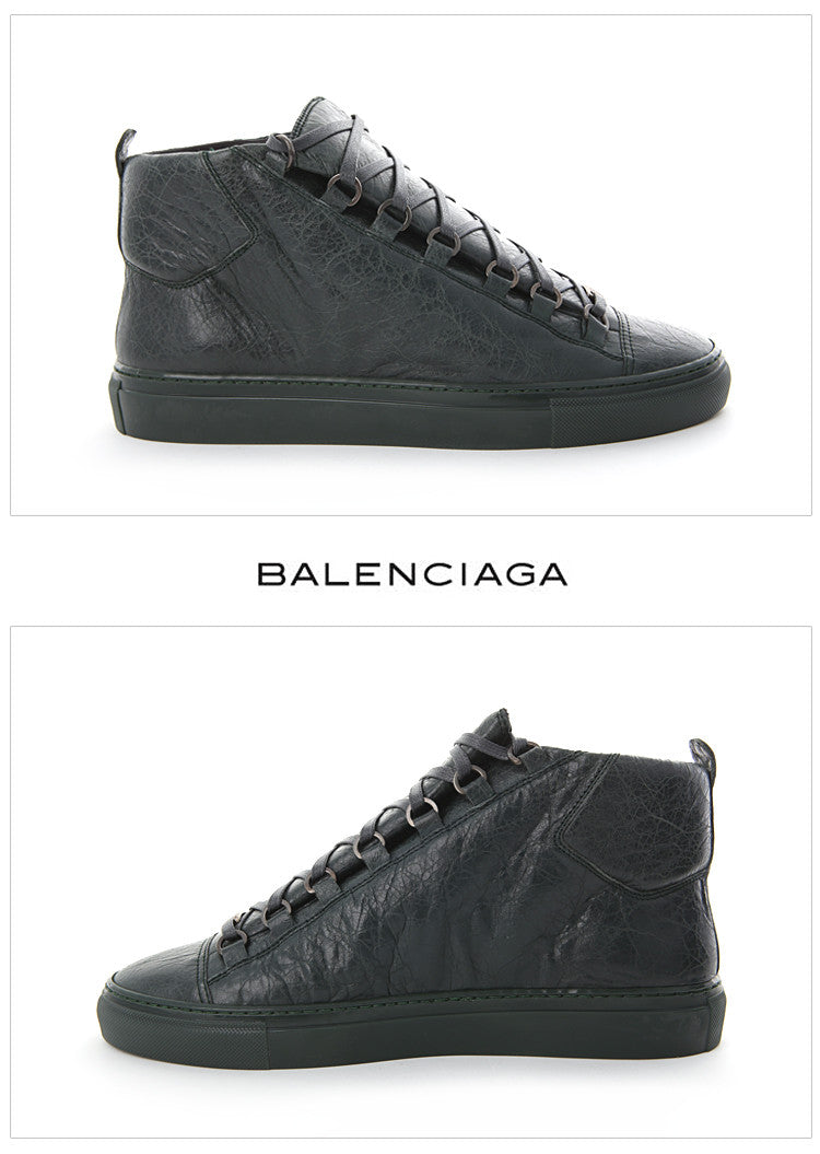 BALENCIAGA Men's Leather Arena High-Top Sneakers 326455 1225