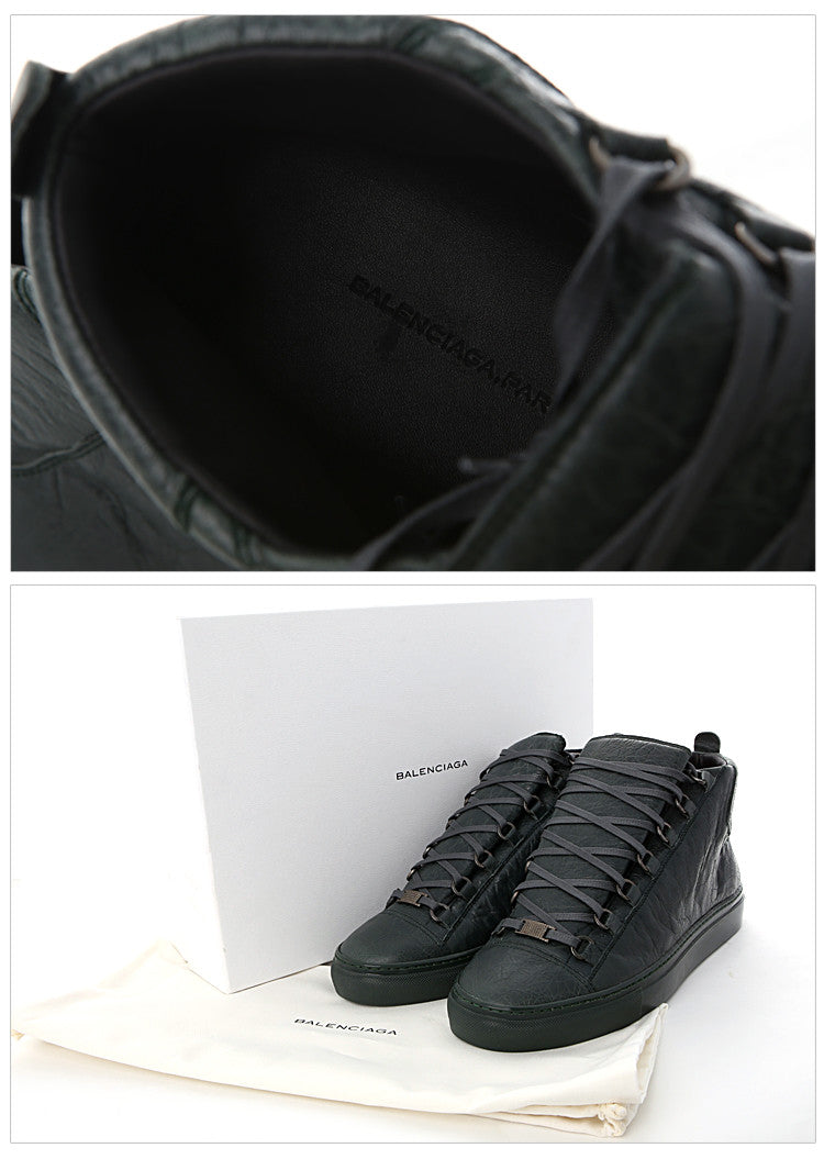 BALENCIAGA Men's Leather Arena High-Top Sneakers 326455 1225