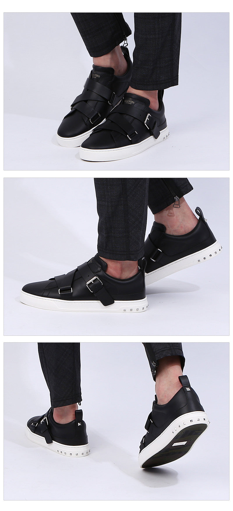 VALENTINO Adonis Men's Low-Top Belted V-Punk Sneakers 0A03 0NO