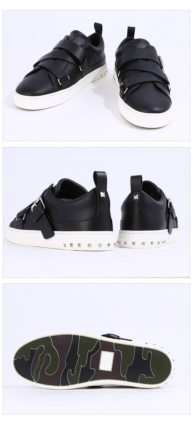 VALENTINO Adonis Men's Low-Top Belted V-Punk Sneakers 0A03 0NO