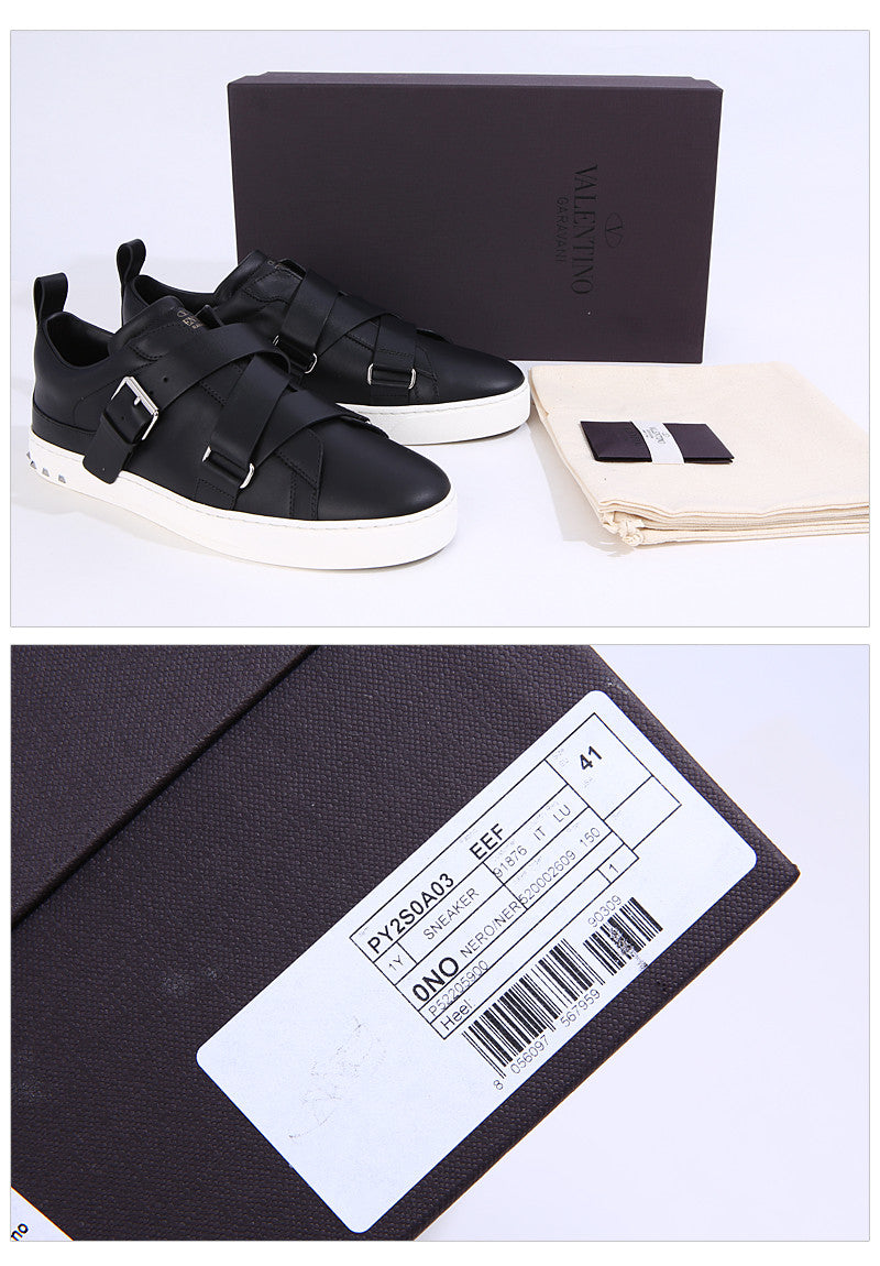 VALENTINO Adonis Men's Low-Top Belted V-Punk Sneakers 0A03 0NO