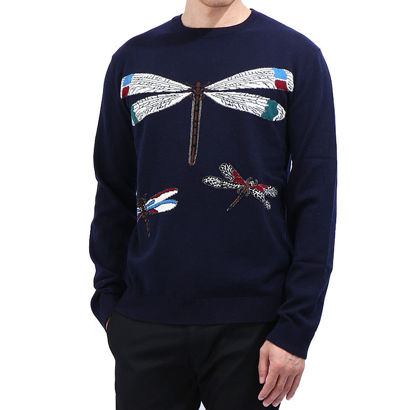 VALENTINO Dragonfly Cashmere Men's Crewneck Sweater KC27W ZA4
