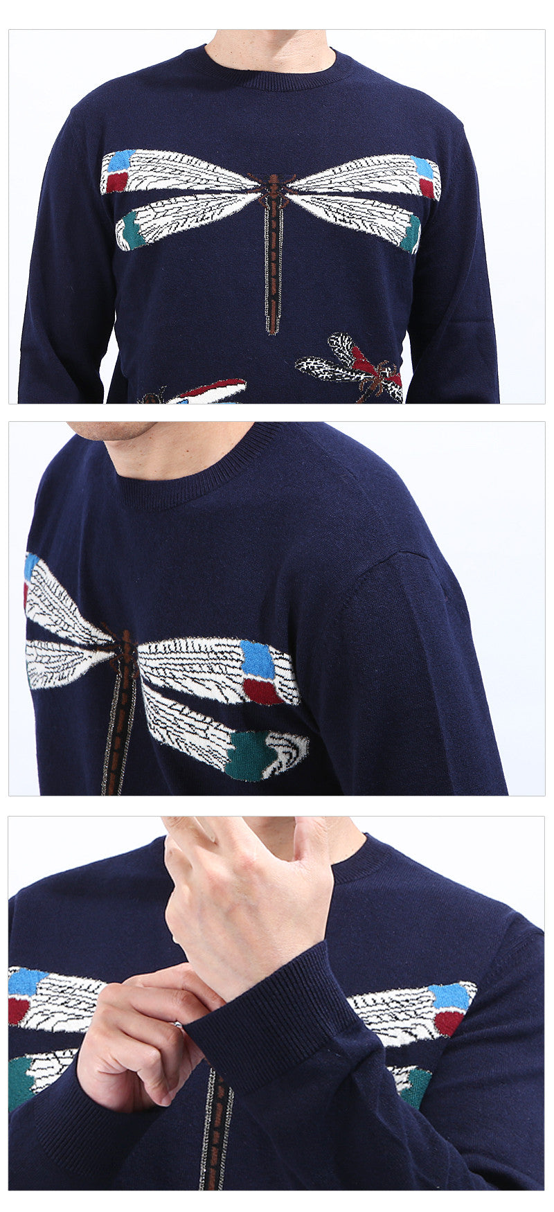 VALENTINO Dragonfly Cashmere Men's Crewneck Sweater KC27W ZA4