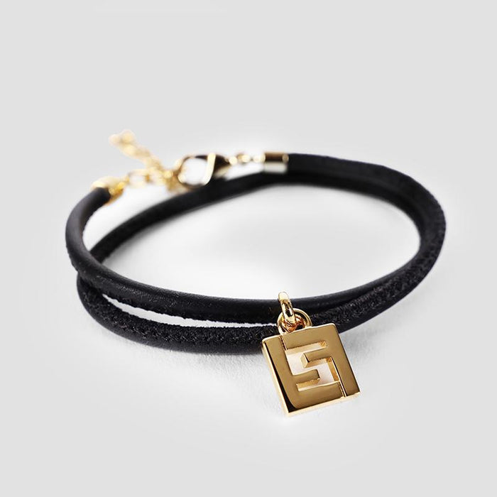 FENDI Forever FF Round Bracelet Black Gold Jewelry