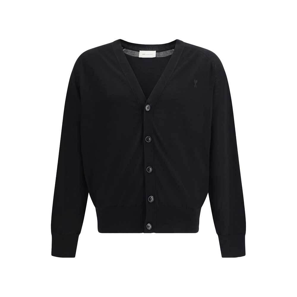 AMI Heart Contrast Cardigan Men’s Knit Sweater