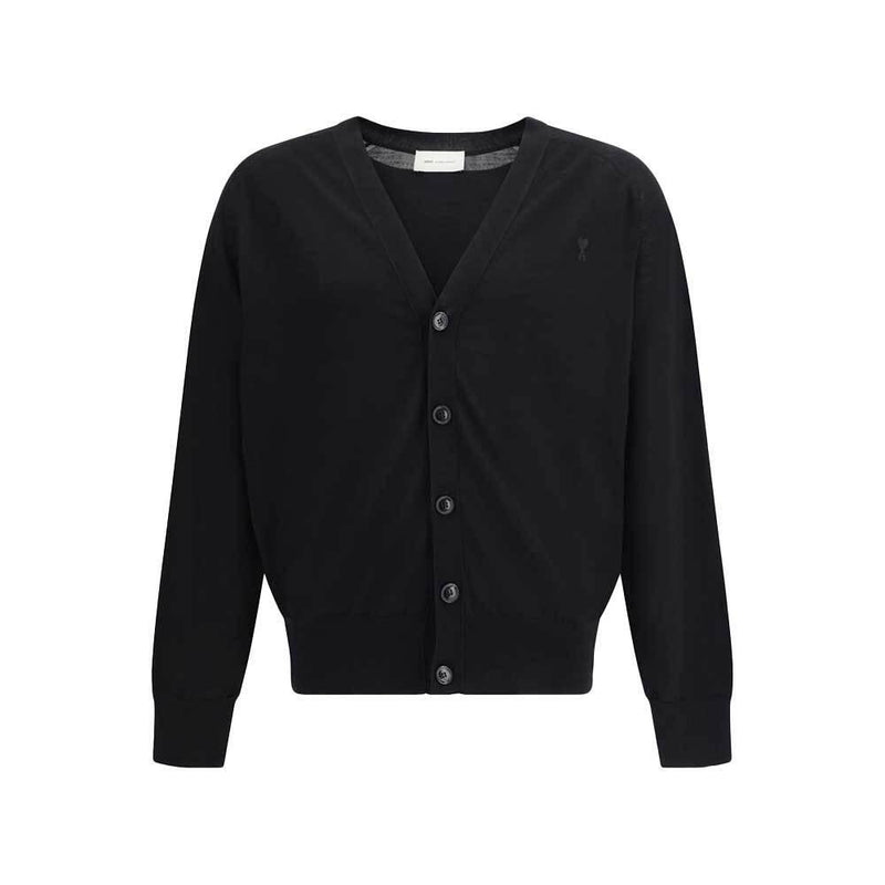 AMI Heart Contrast Cardigan Men’s Knit Sweater