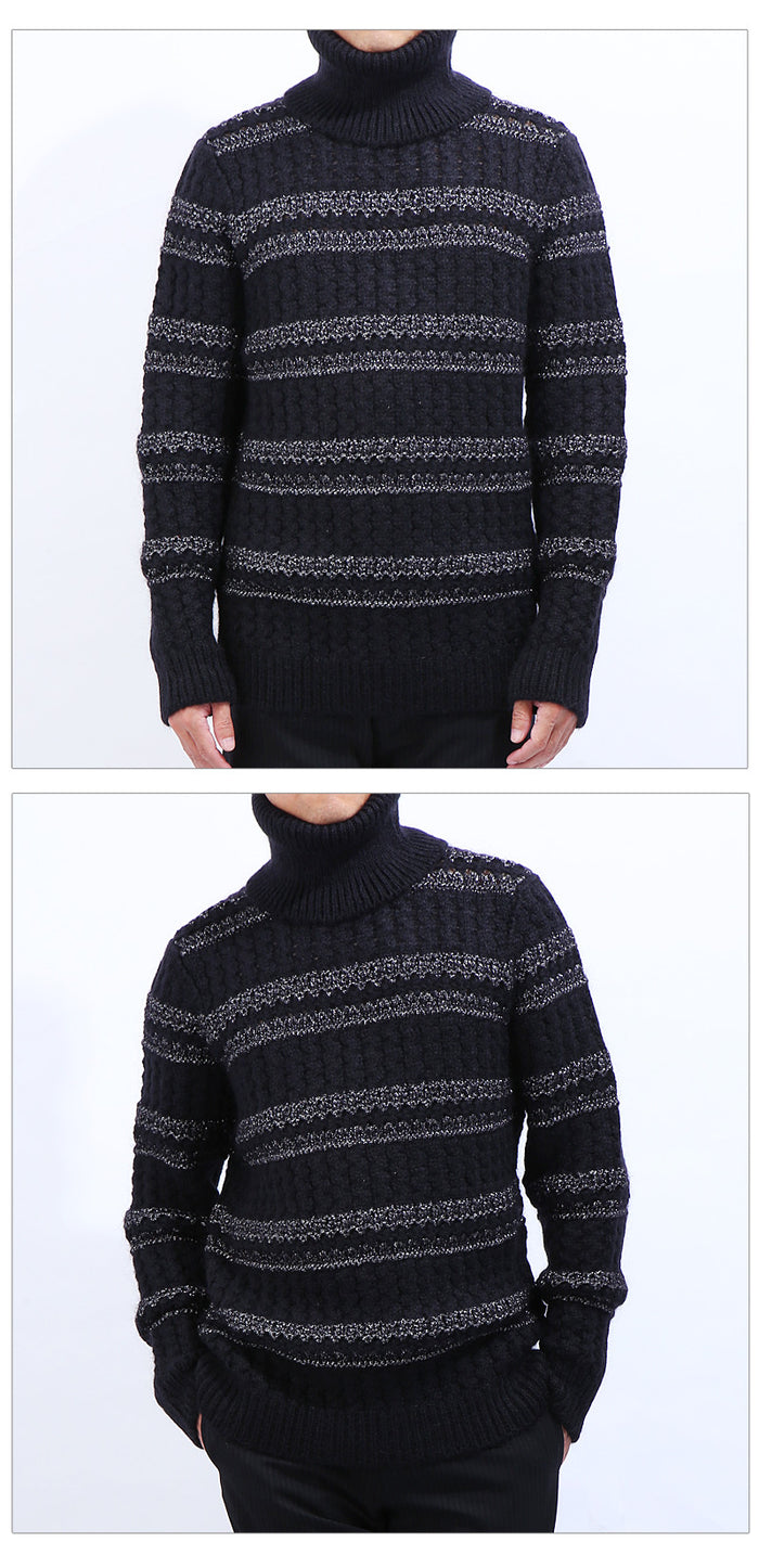 Saint Laurent Men's Striped Turtleneck Sweater 533427 YA2VW