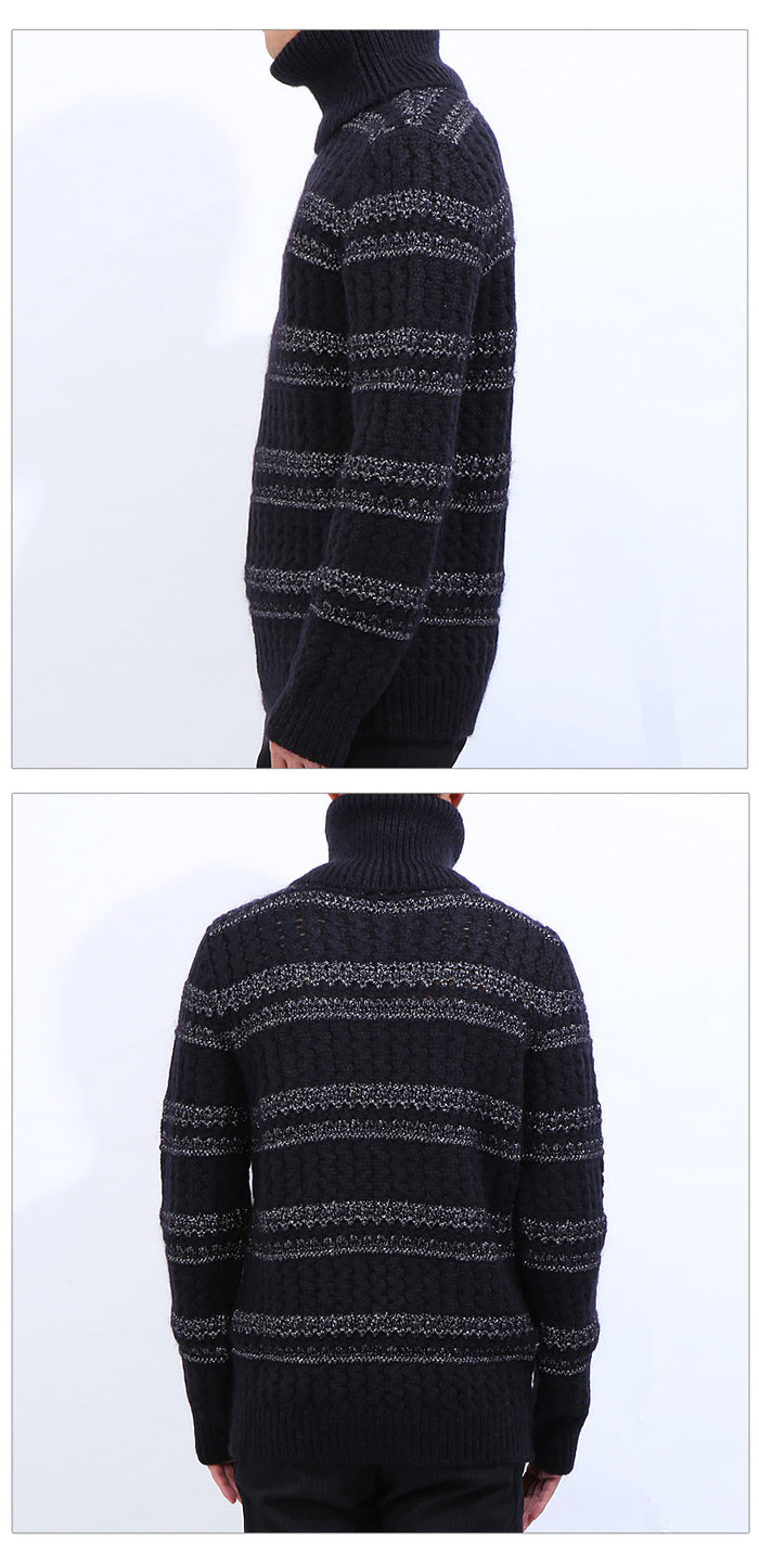 Saint Laurent Men's Striped Turtleneck Sweater 533427 YA2VW