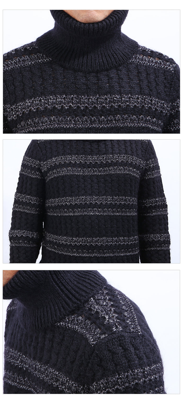 Saint Laurent Men's Striped Turtleneck Sweater 533427 YA2VW