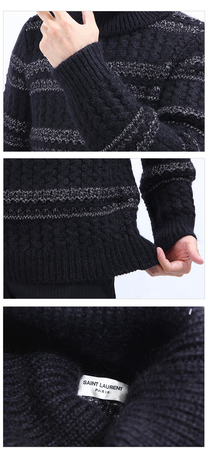 Saint Laurent Men's Striped Turtleneck Sweater 533427 YA2VW