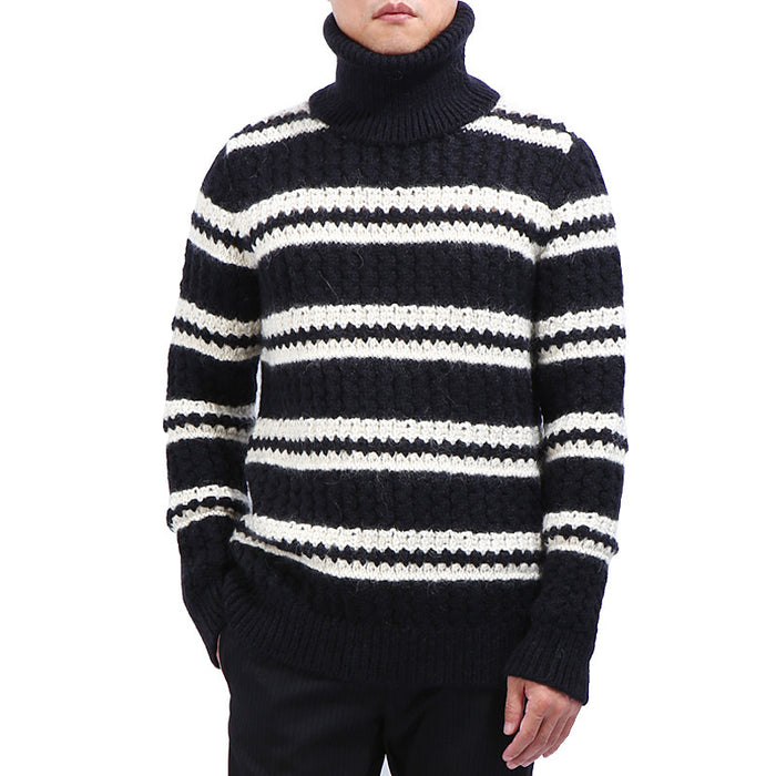 Saint Laurent Men's Striped Turtleneck Sweater 529656 YA2UH