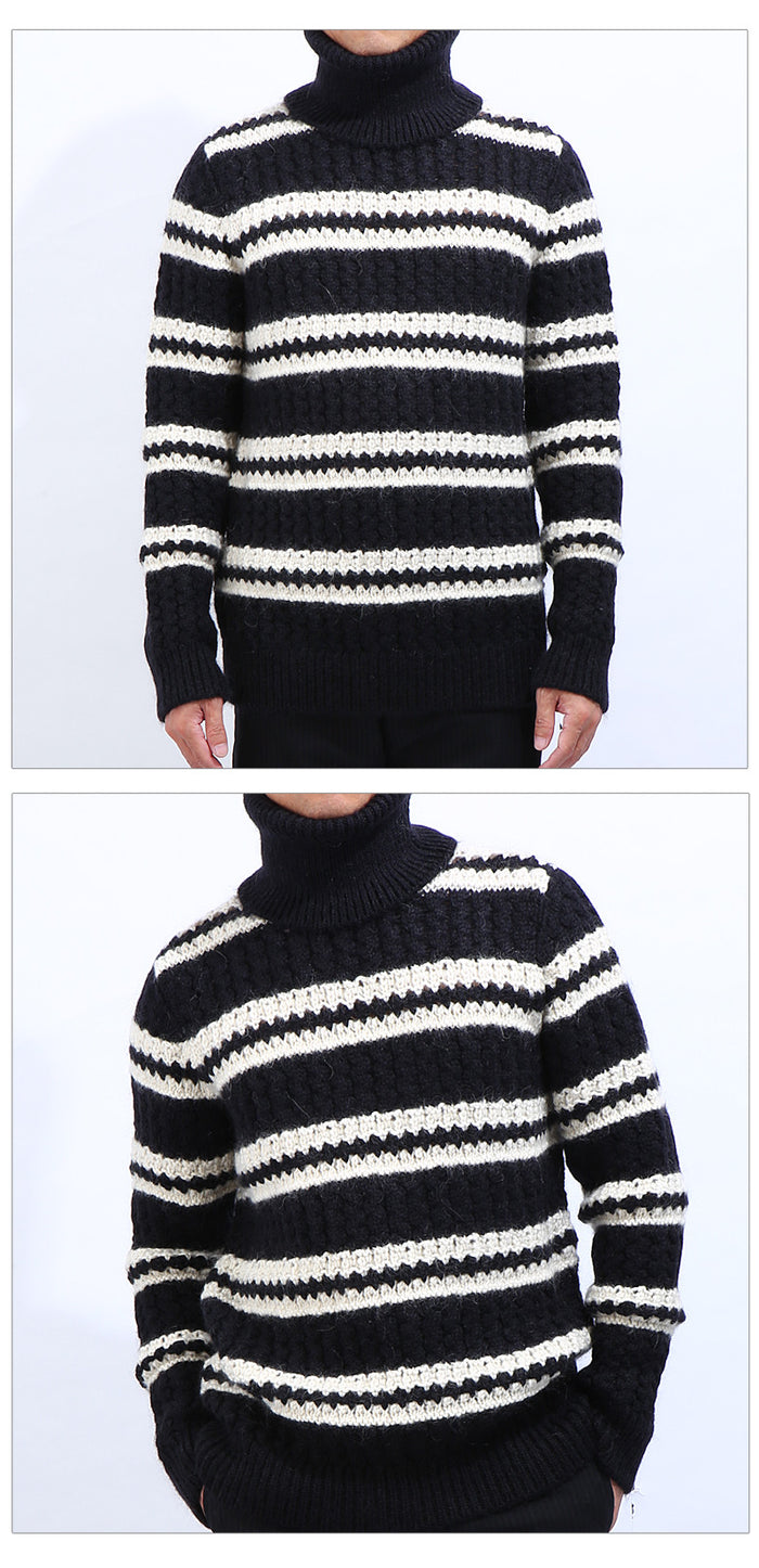 Saint Laurent Men's Striped Turtleneck Sweater 529656 YA2UH