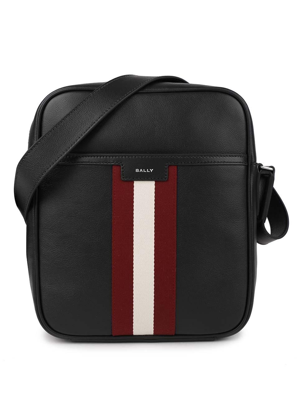 BALLY Black Leather Cord Crossbody Bag MAC05K VT825 U901P