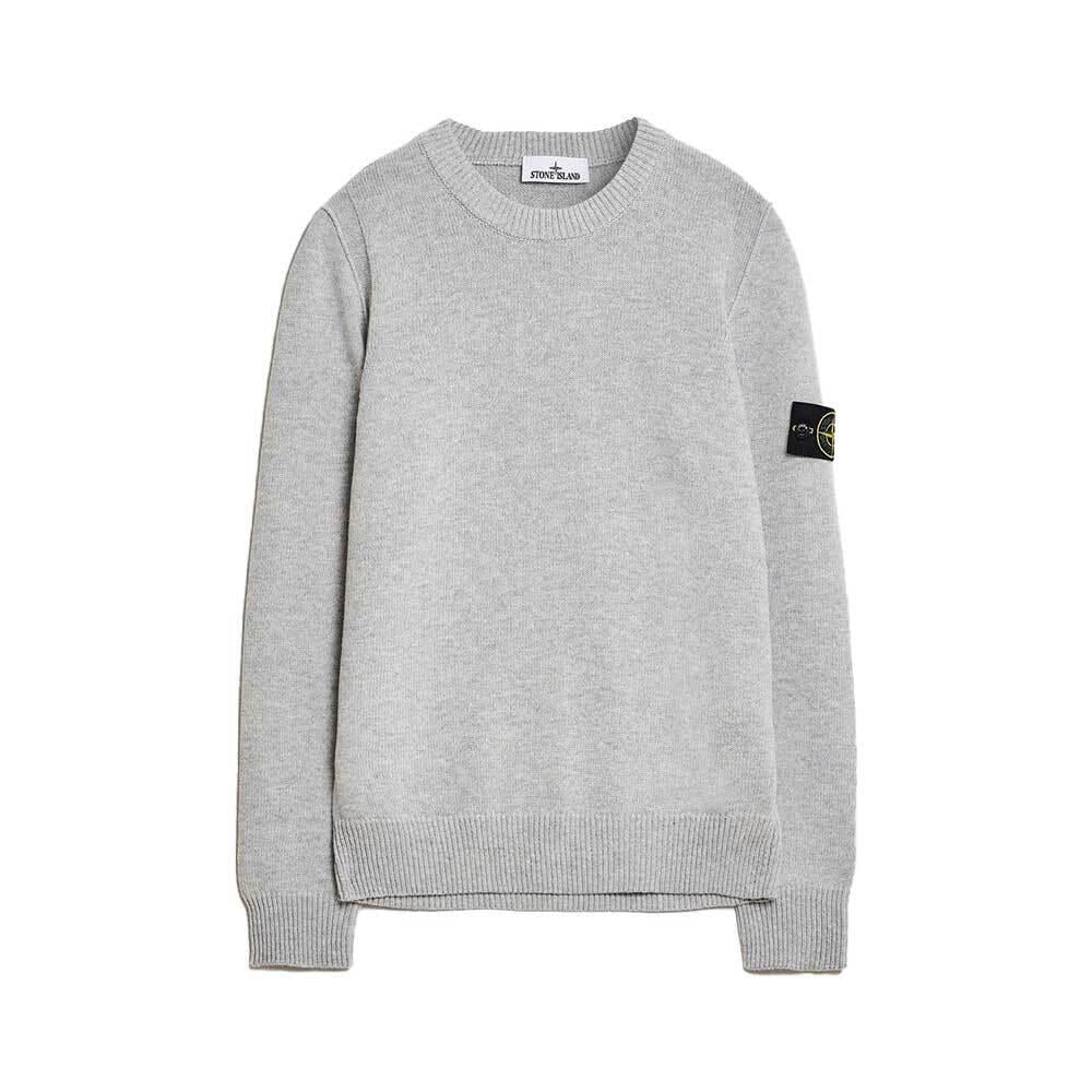 STONE ISLAND Melange Grey Lambswool Crewneck Sweater Men 5100072