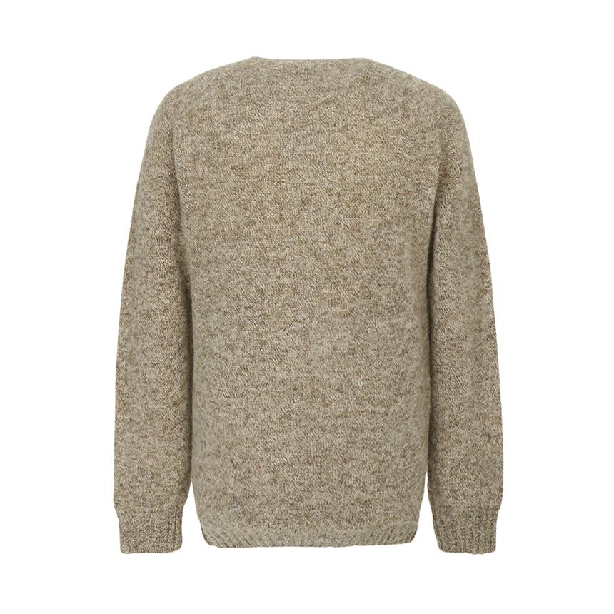 Harley OF SCOTLAND Shaggy Dog Wool Crewneck Sweater Mushroom Pebb M3834 7 PEBBLE