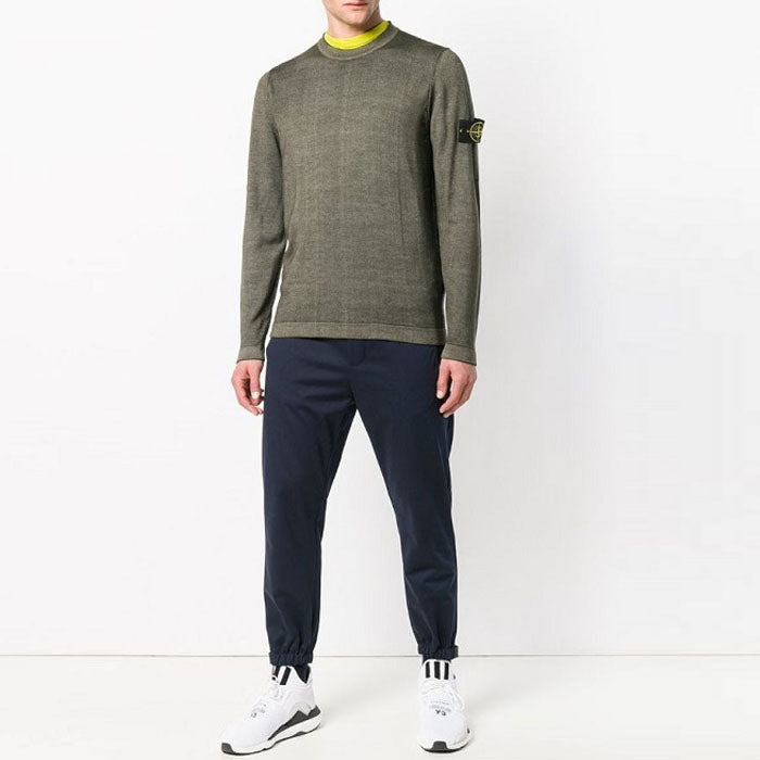STONE ISLAND Wappen Logo Wool Crewneck Knit Sweater 571A8