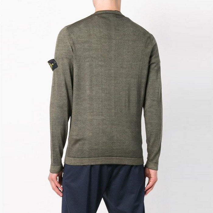 STONE ISLAND Wappen Logo Wool Crewneck Knit Sweater 571A8