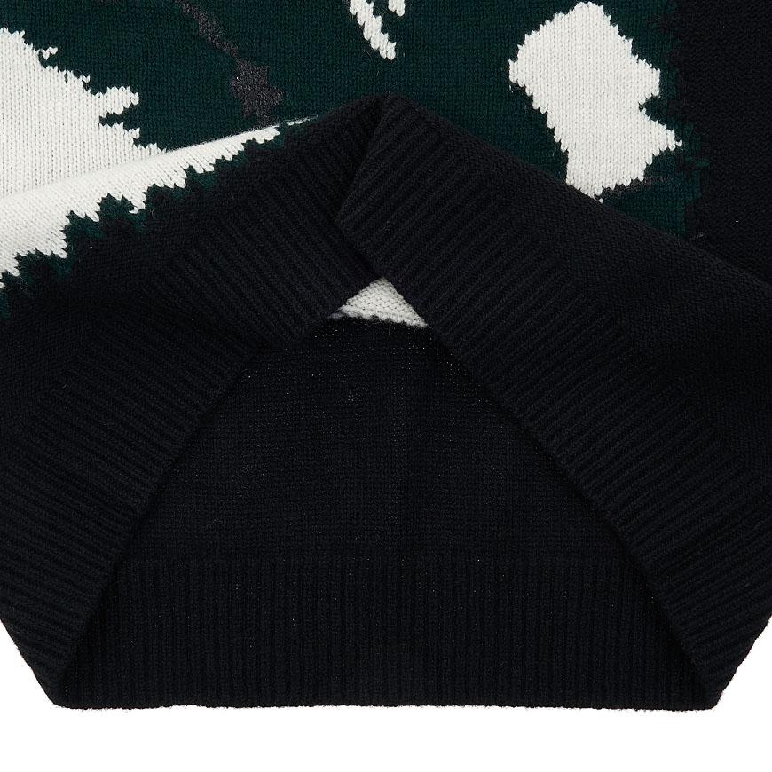Maison Kitsune Fox Head Crewneck Knit Sweater for Men JM00527KT1006 BK