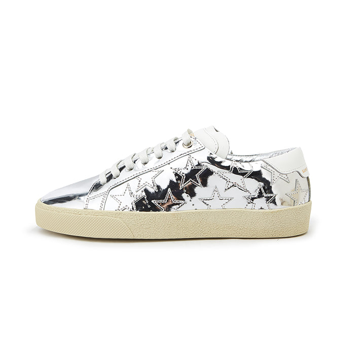 Saint Laurent Women's Silver Star Patch Low Top Sneakers 485251 AAL00 8105