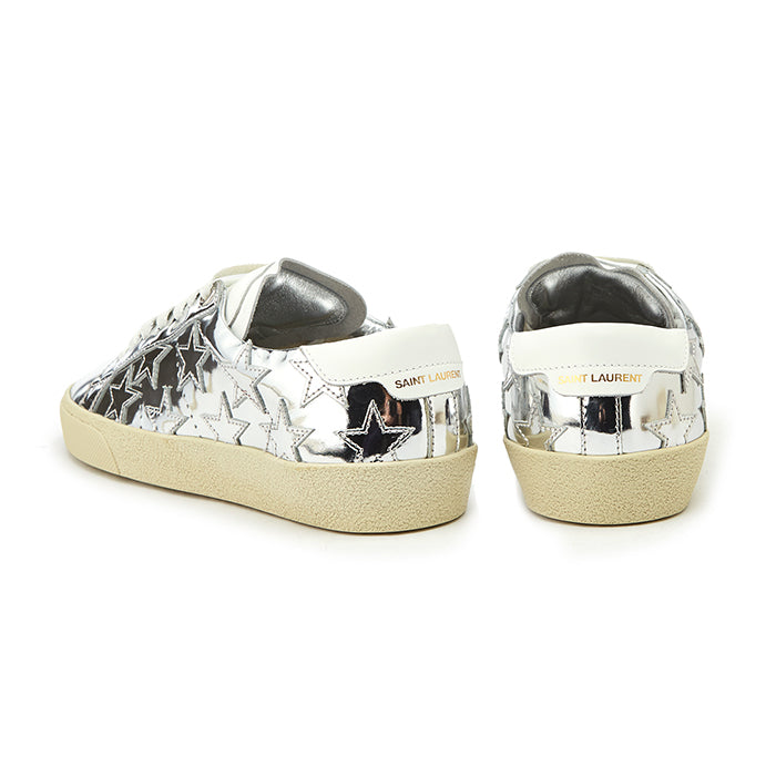 Saint Laurent Women's Silver Star Patch Low Top Sneakers 485251 AAL00 8105