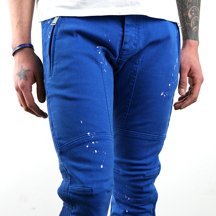 Dsquared2 Blue Cotton Biker Fit Zip Detail Pants KA0567