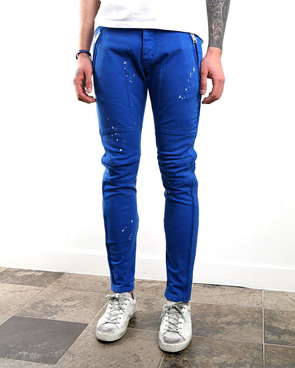 Dsquared2 Blue Cotton Biker Fit Zip Detail Pants KA0567