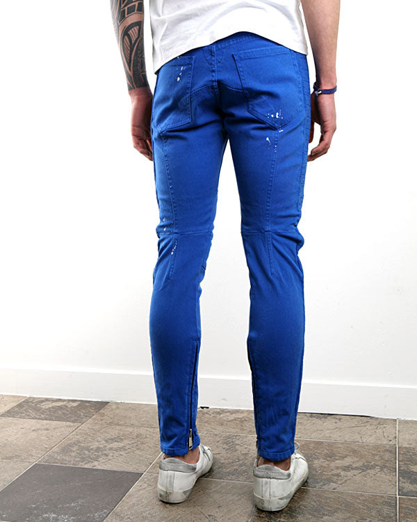Dsquared2 Blue Cotton Biker Fit Zip Detail Pants KA0567