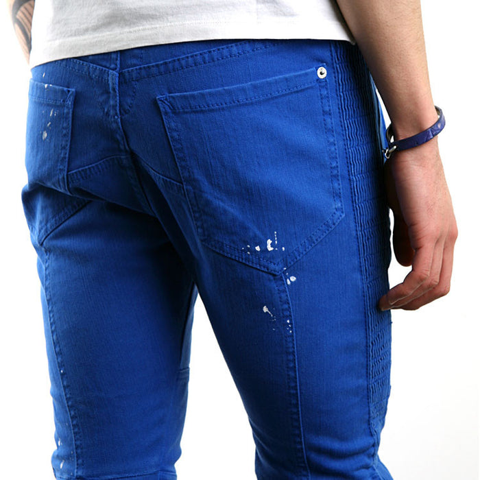 Dsquared2 Blue Cotton Biker Fit Zip Detail Pants KA0567