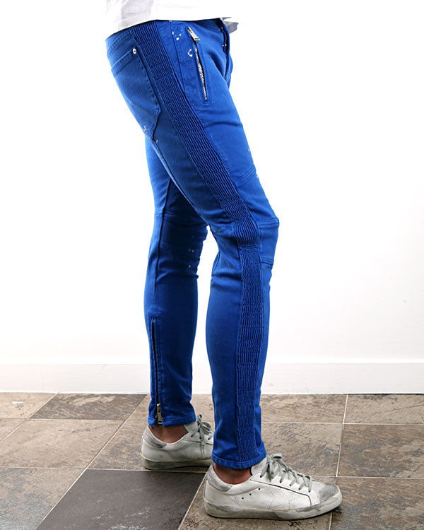 Dsquared2 Blue Cotton Biker Fit Zip Detail Pants KA0567