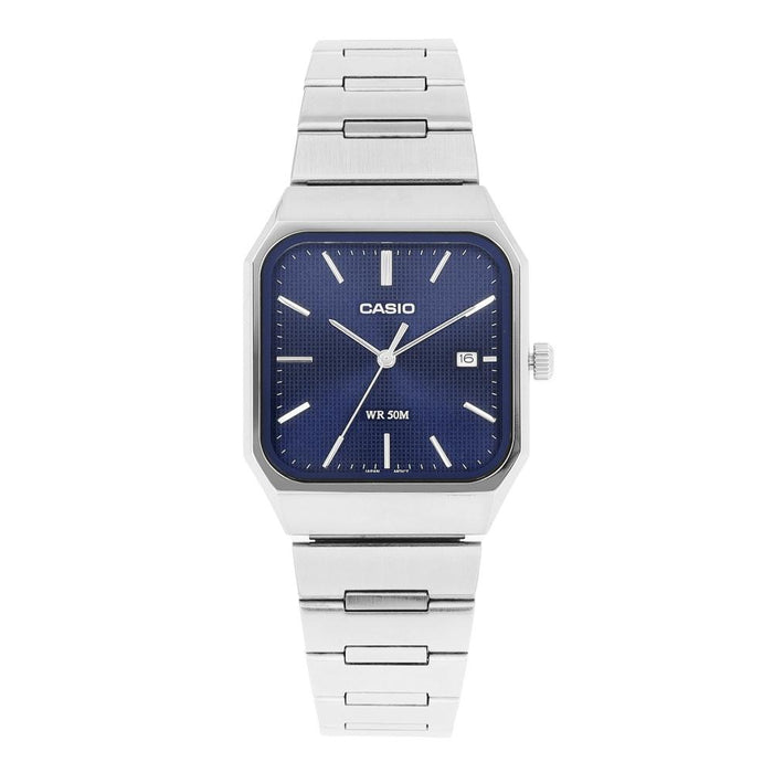 Casio Blue Dial Analog Square Metal Men's Watch
