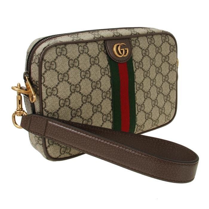 GUCCI Ophidia Small Crossbody Shoulder Bag Beige Brown Canvas Leather