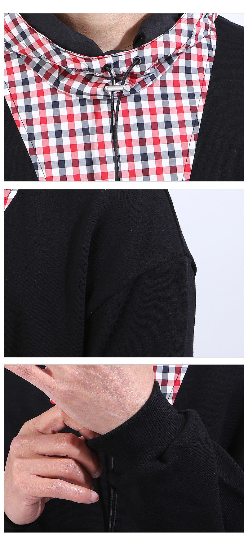 REPRESENT Men's Technical Hoodie 104003 BLACKRED CHECK