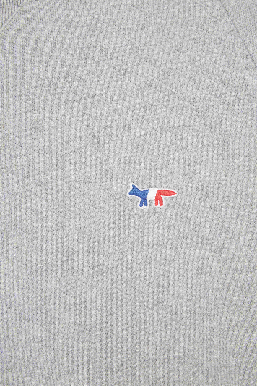 Maison Kitsune Men's Tricolor Fox Patch Crewneck Sweatshirt Gray AM00302KM0002
