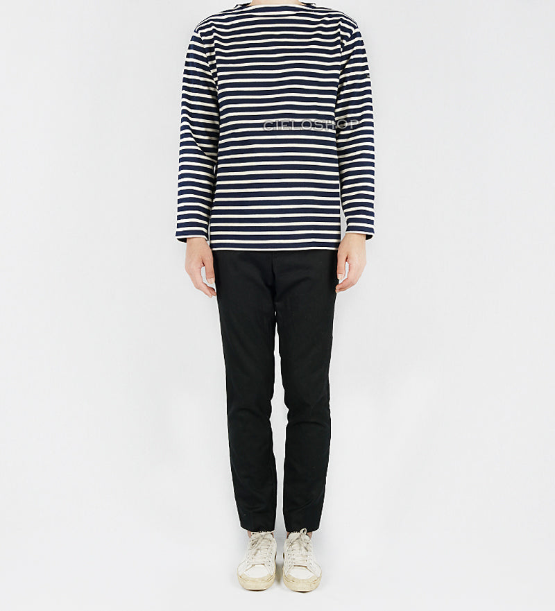 Saint James Unisex GUILDO R A Marine Ecru Stripe T-Shirt