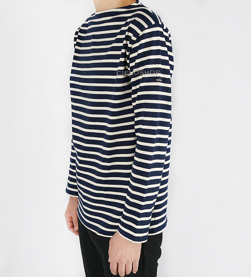 Saint James Unisex GUILDO R A Marine Ecru Stripe T-Shirt