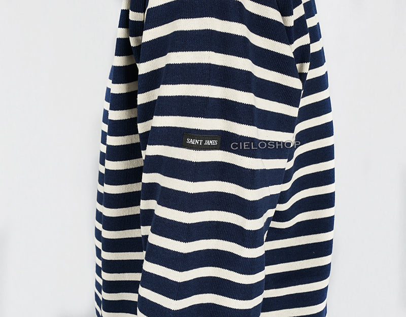 Saint James Unisex GUILDO R A Marine Ecru Stripe T-Shirt