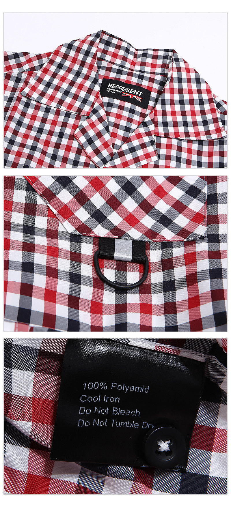 REPRESENT Men's Plaid Long Sleeve Shirt 106003 RED CHECK