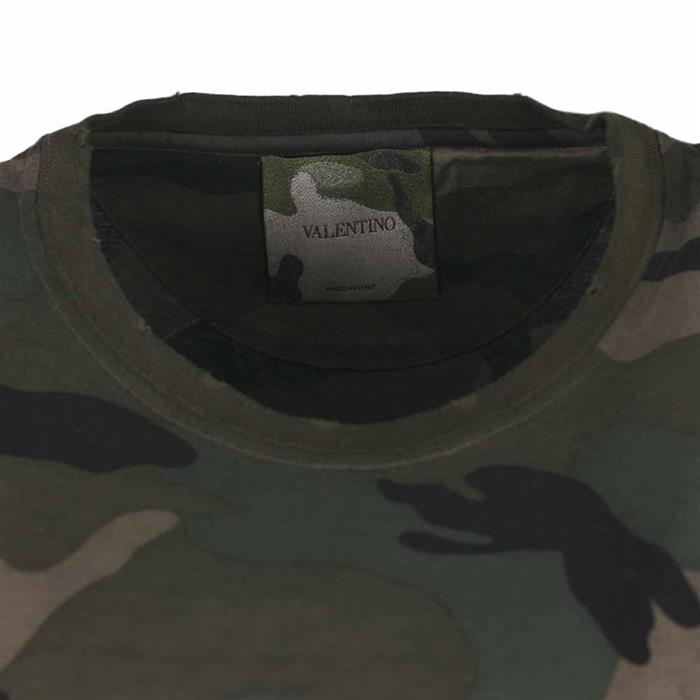 VALENTINO Camo Round Neck Short Sleeve T-Shirt with Necklace Set MB3MG03W 34W