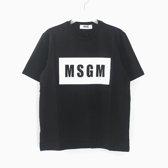 MSGM Men's Square Logo Short Sleeve T-Shirt Black 2640 MM67 99