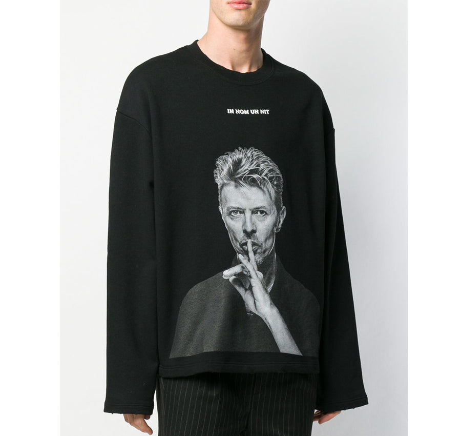 IH NOM UH NIT Men's David Bowie Silent Black Long Sleeve T-Shirt NUS 19298