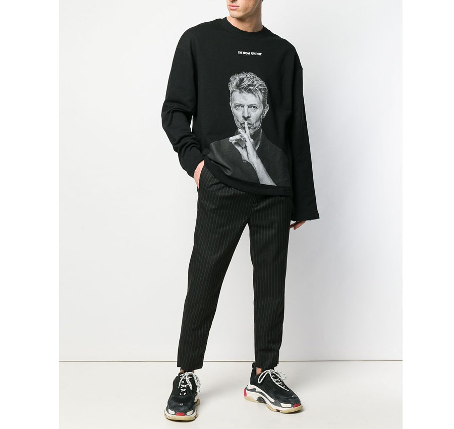 IH NOM UH NIT Men's David Bowie Silent Black Long Sleeve T-Shirt NUS 19298