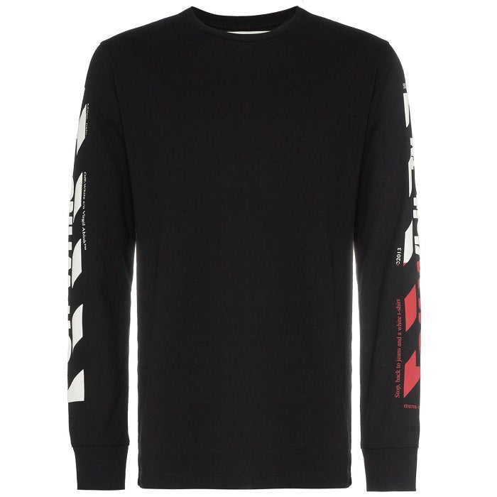 OFF WHITE Logo Stripe T-Shirt Black White Men’s Cotton