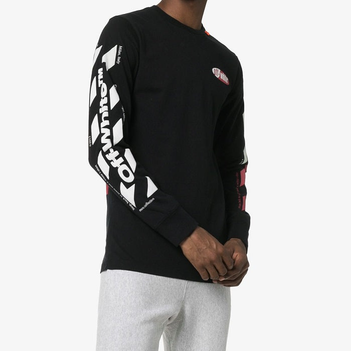 OFF WHITE Logo Stripe T-Shirt Black White Men’s Cotton